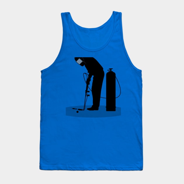 "Fire in the hole!" Welder Putting On the Green Tank Top by PixelDot Gra.FX Collection